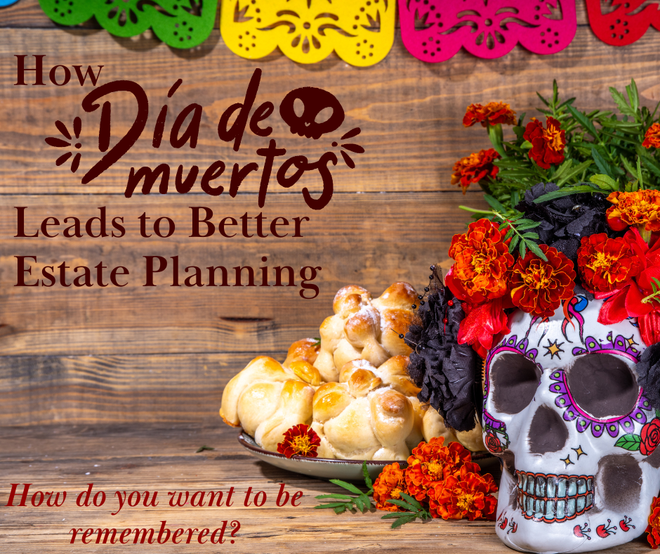 Dia de la Muertos decor with text.