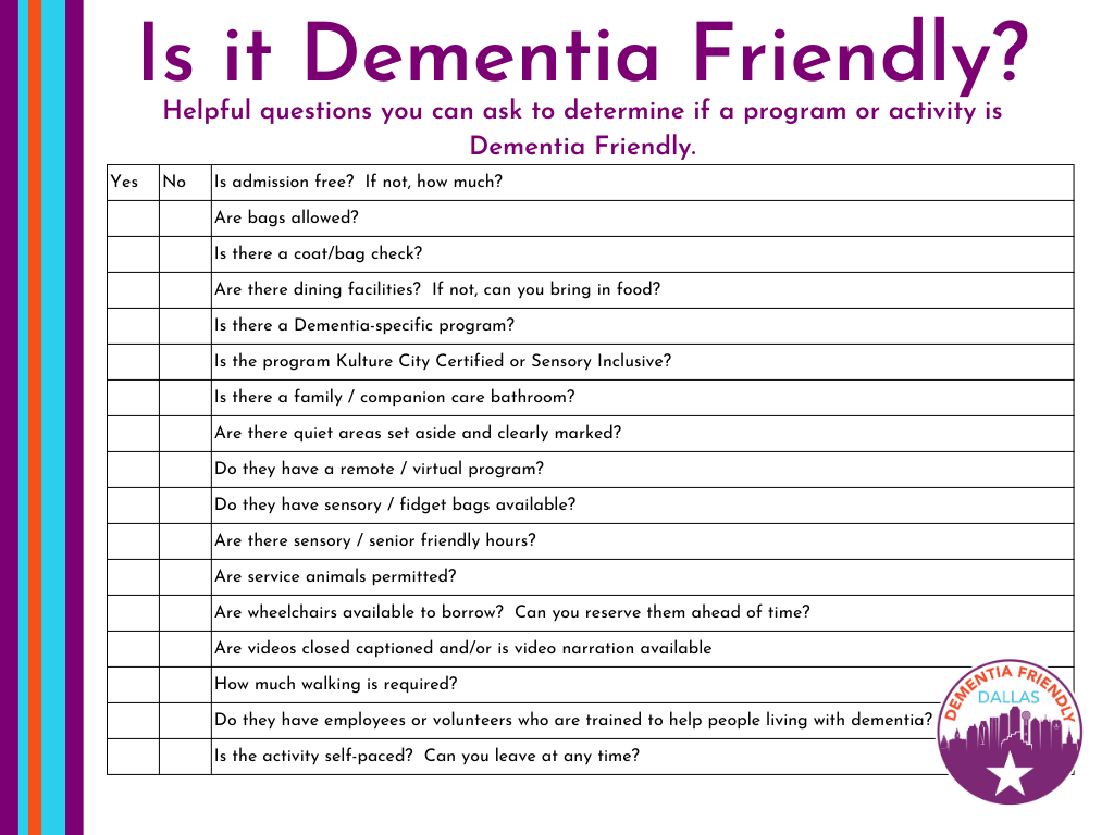 Dementia Friendly Checklist